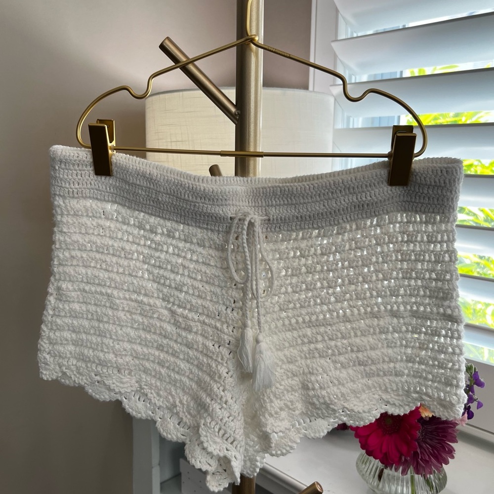 Tory Burch Ivory Crochet Swim Coverup Shorts